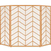 3-Panel Iron Chevron Fireplace Screen w/ Handles - 52x31in