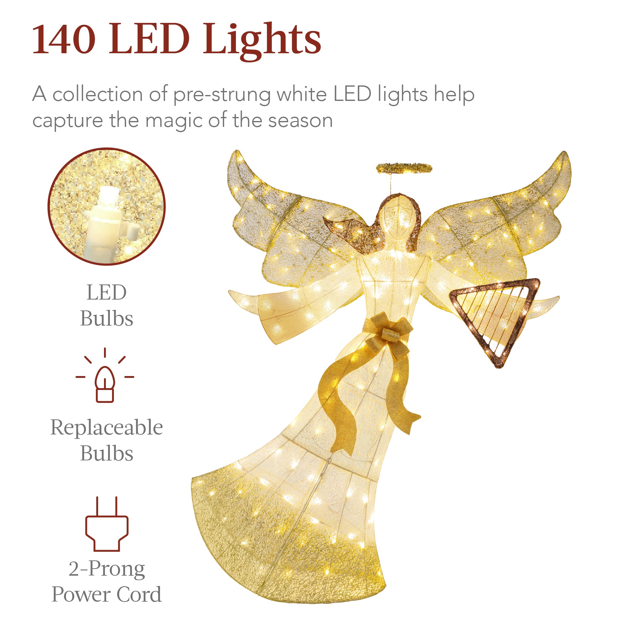 Lighted Outdoor Angel Christmas Decoration - Thumbnail 3