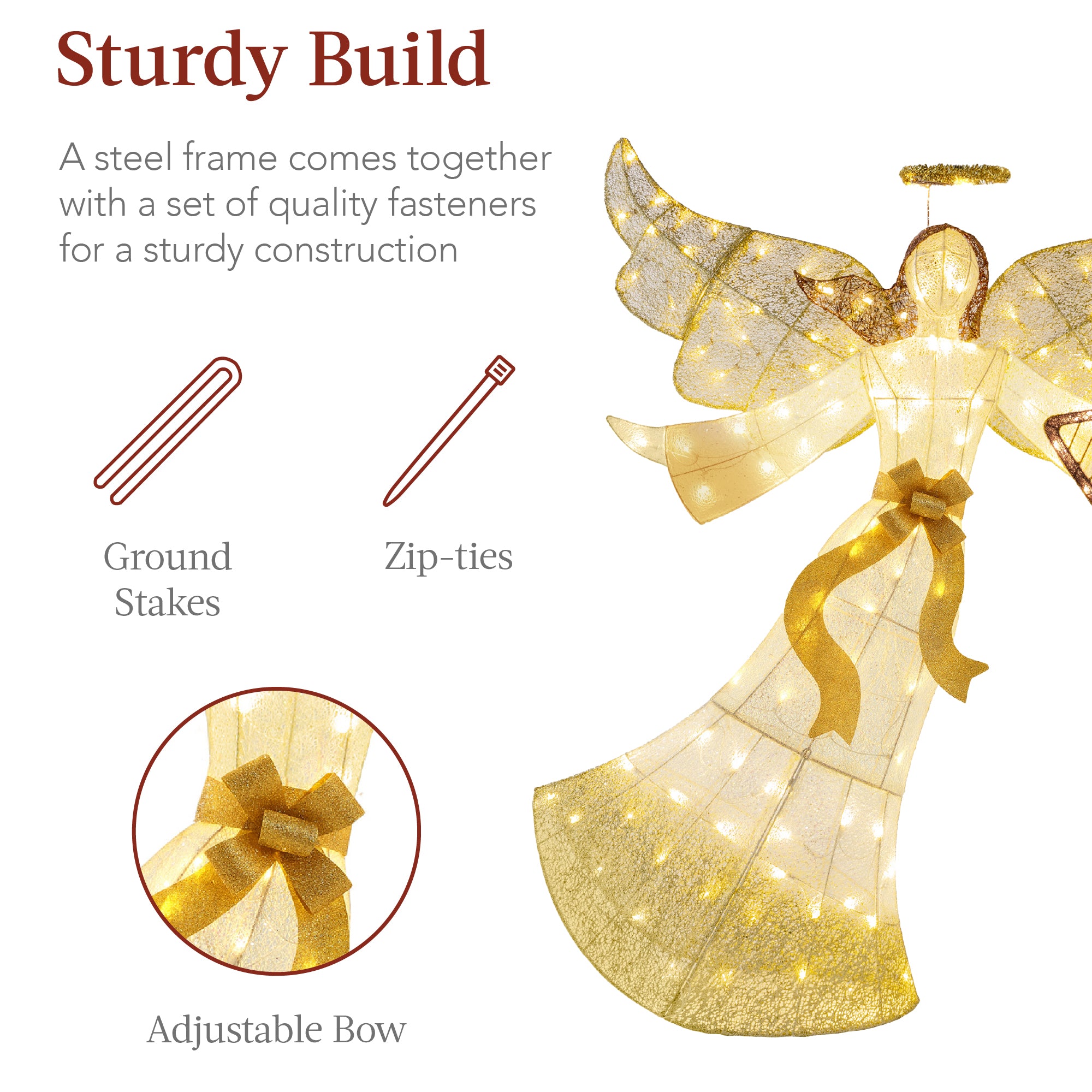 Lighted Outdoor Angel Christmas Decoration - Thumbnail 5