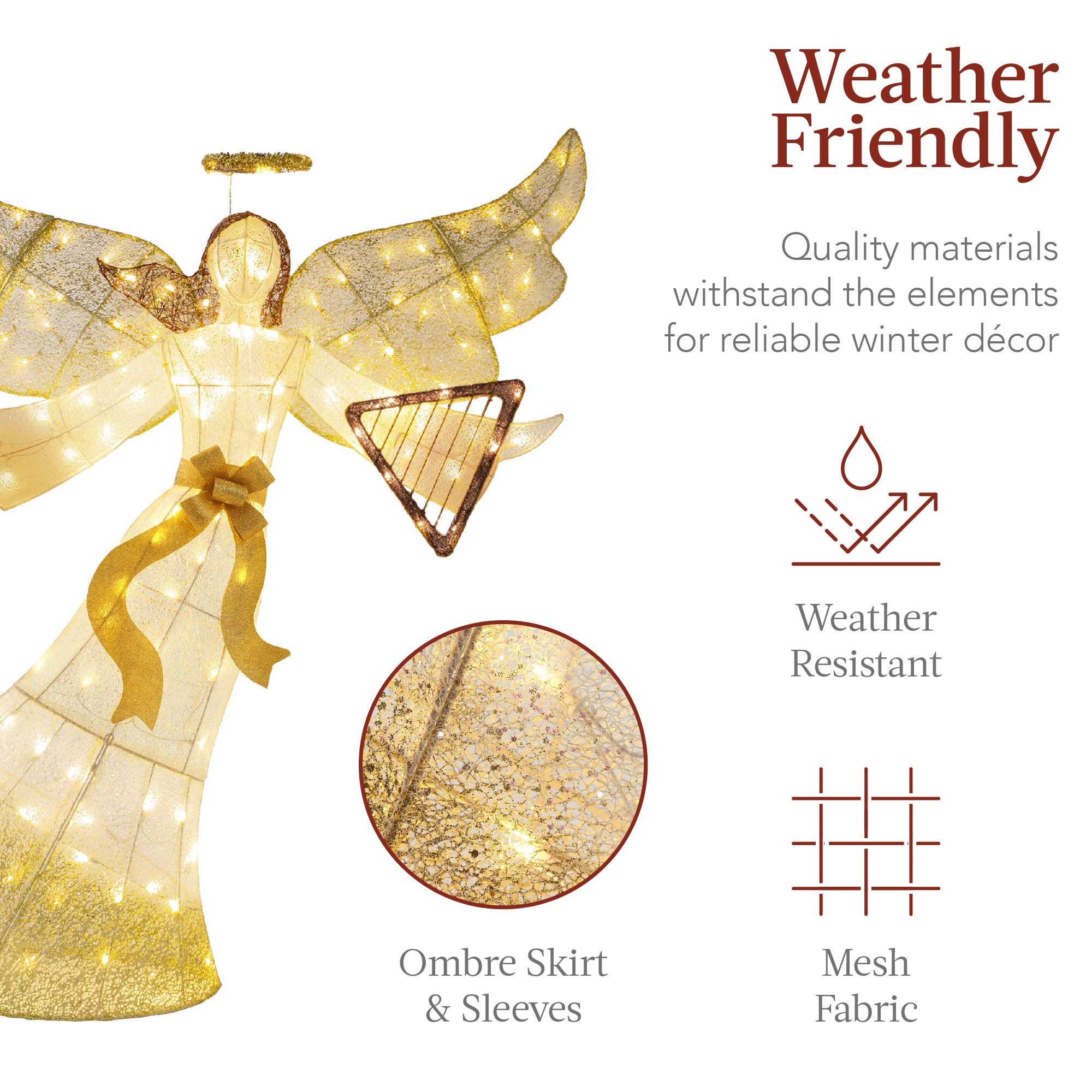 Lighted Outdoor Angel Christmas Decoration - Thumbnail 4