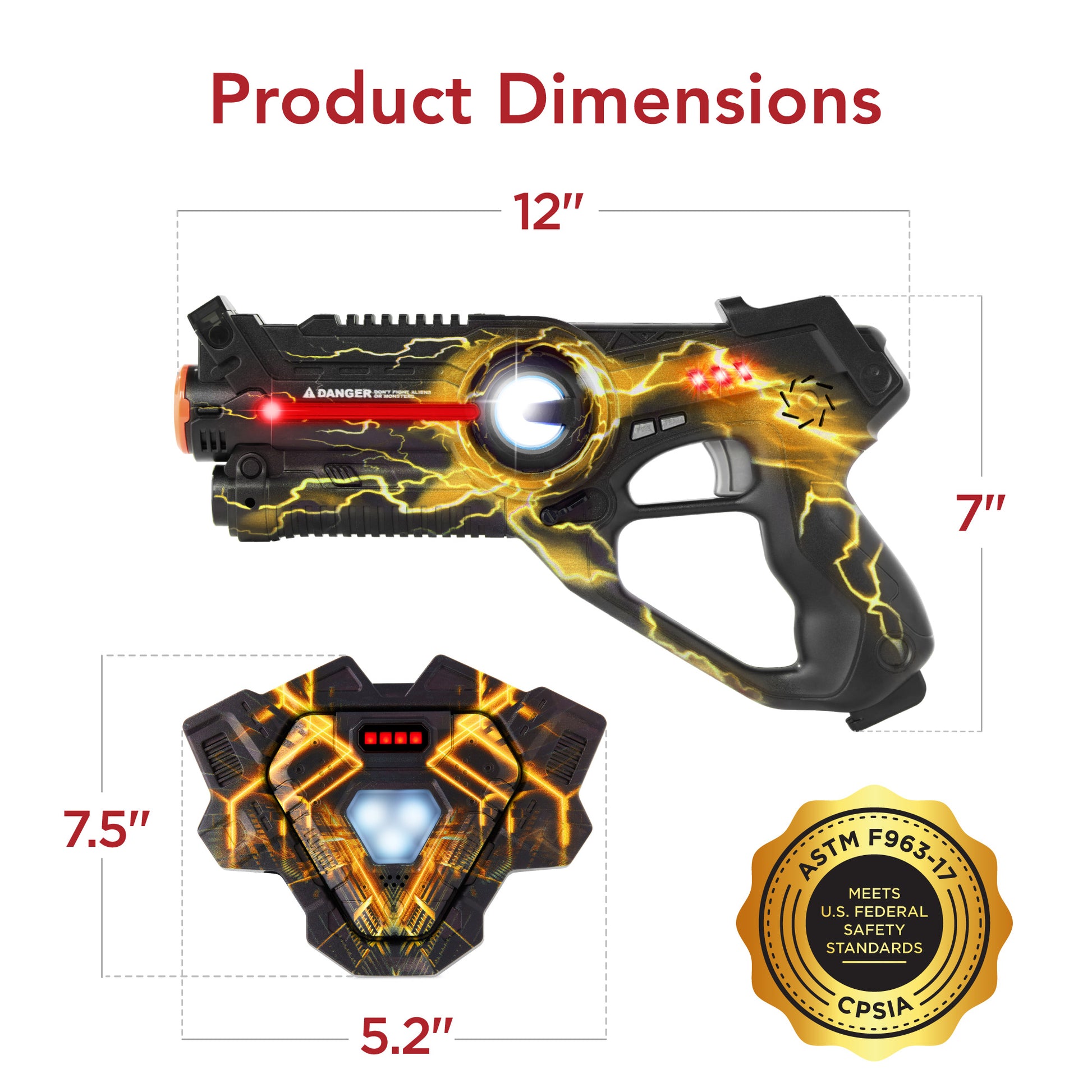 Set of 4 Infrared Laser Tag Blasters & Vests for All Ages w/ Electric Theme