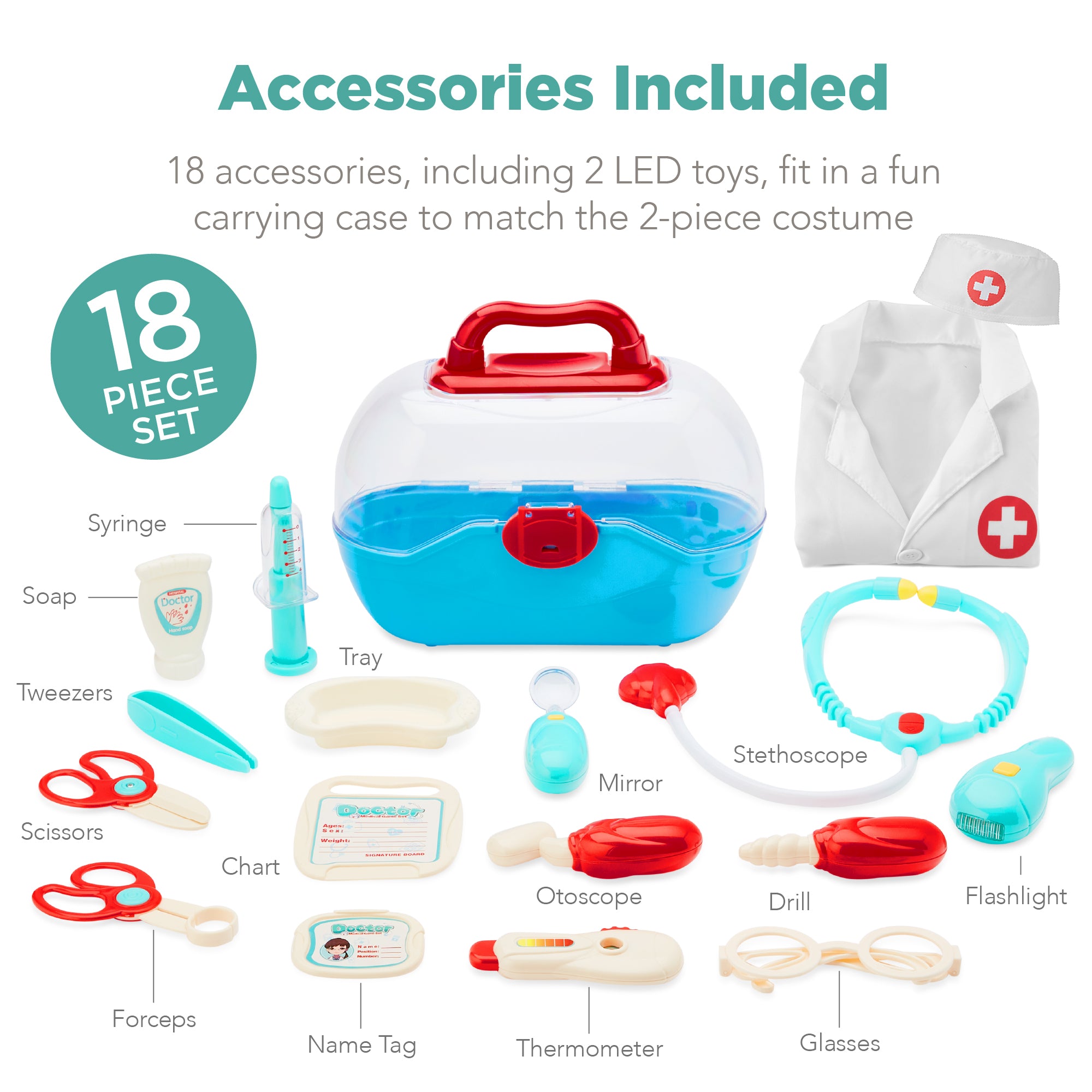 Chart Children's Doctor Kits Play Doctor Kit For Kids, Boys Girls W/ 18  Accessories, Doctor's