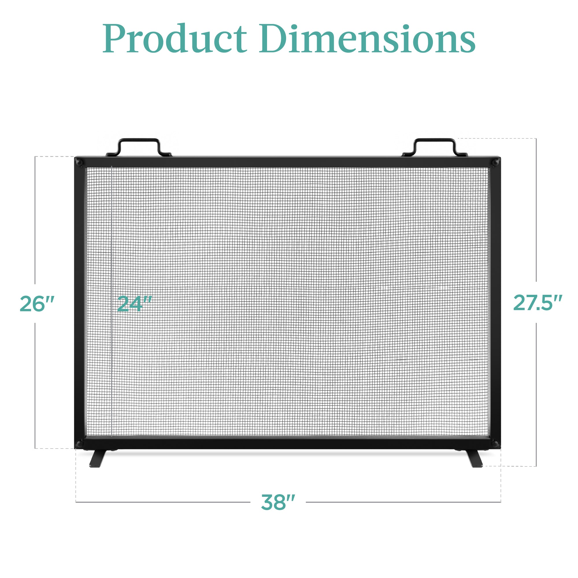 Single Panel Handcrafted Steel Mesh Fireplace Screen w/ Handles