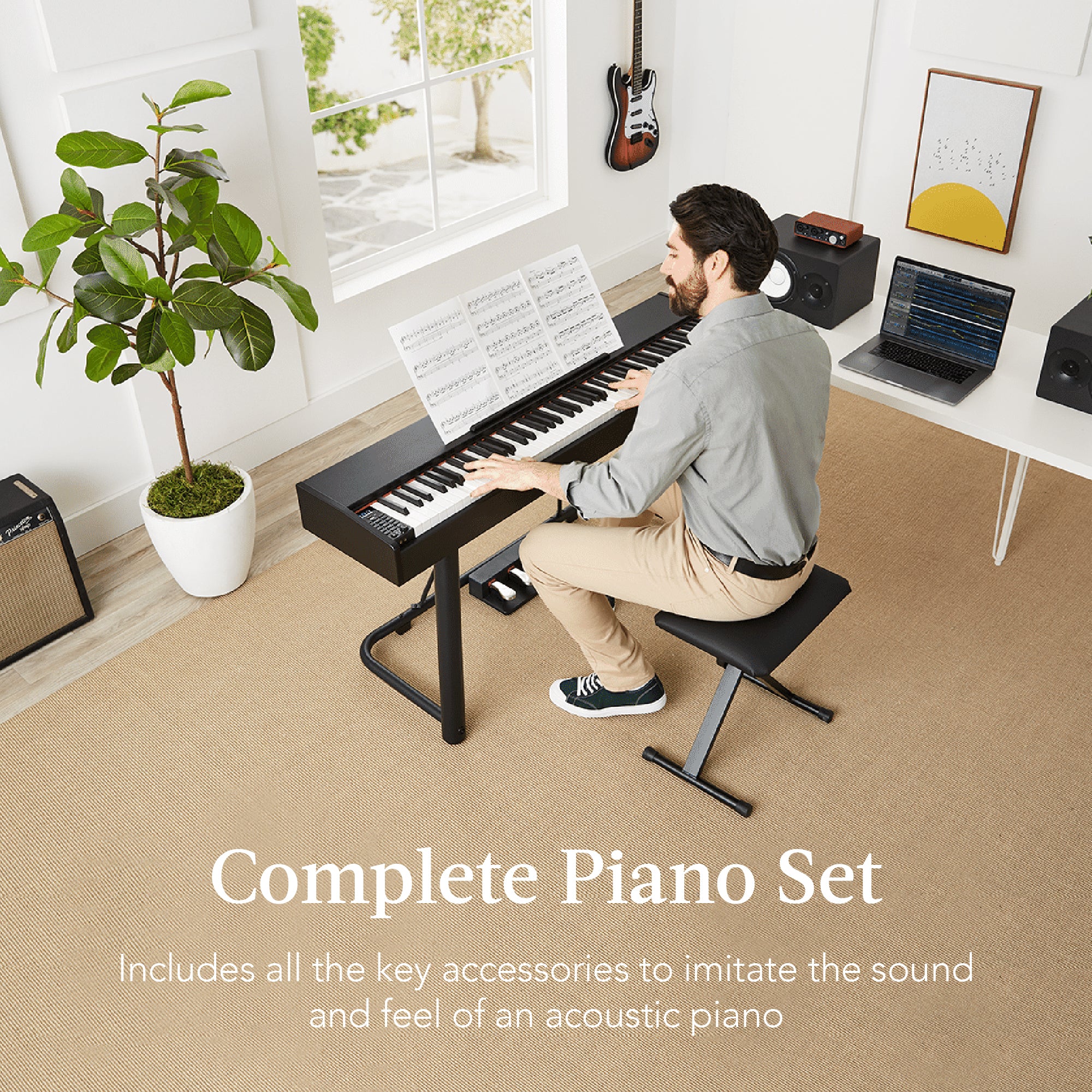 88-Key Weighted Full Size Digital Piano Set w/ U-Stand, 3 Sustain Peda –  Best Choice Products