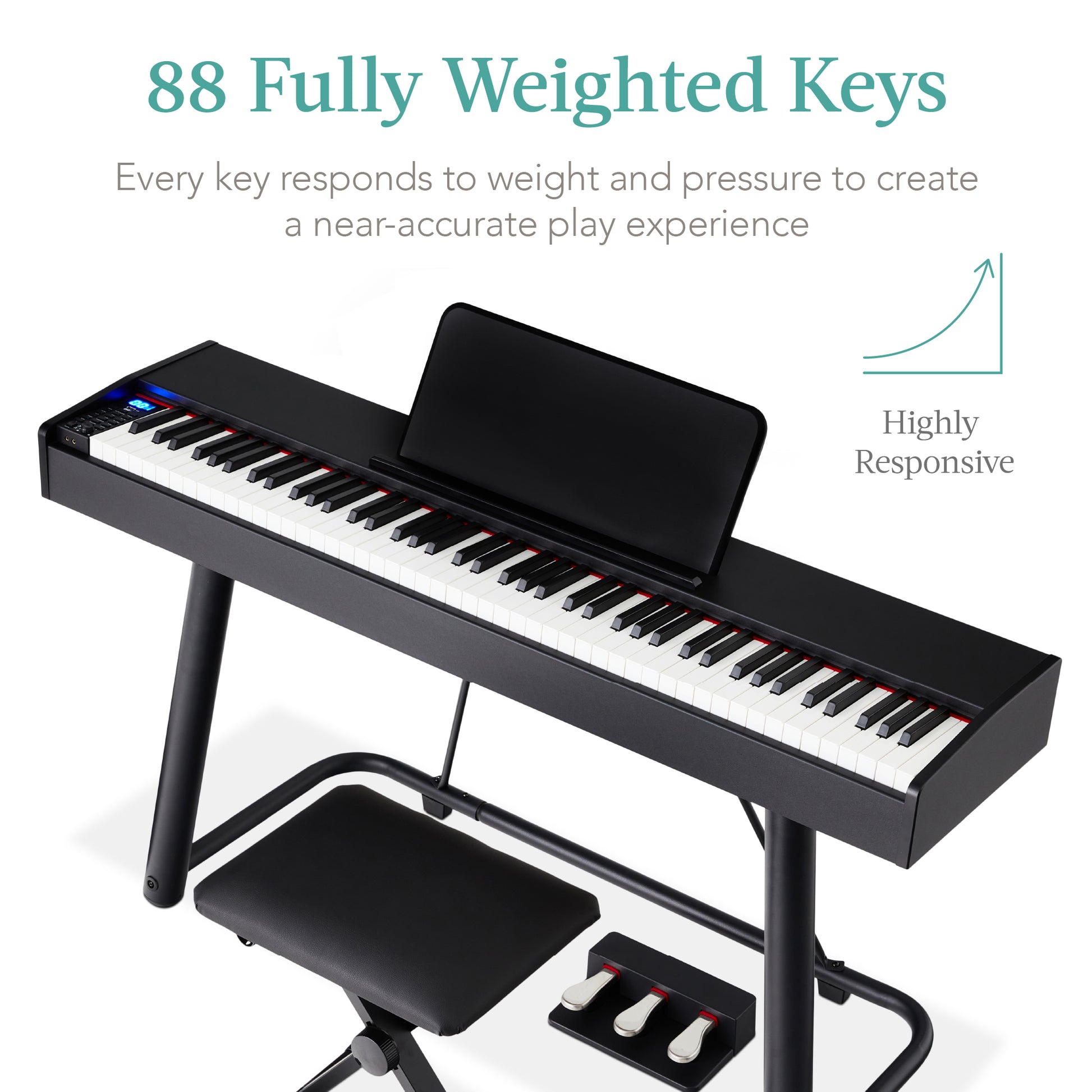 electric piano with pedals 88-Key Weighted Full Size Digital Piano Set w/ U-Stand, 3 Sustain Peda – Best Choice Products