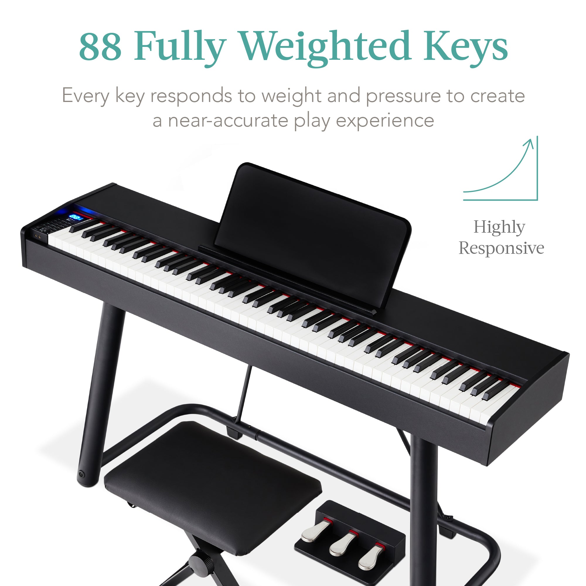 keyboard with pedal and weighted keys 88-Key Weighted Full Size Digital Piano Set w/ U-Stand, 3 Sustain Pedal Unit