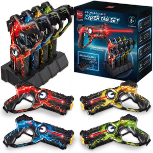 Set of 4 Rechargeable Laser Tag Blasters w/ Docking Station, No Vests Needed