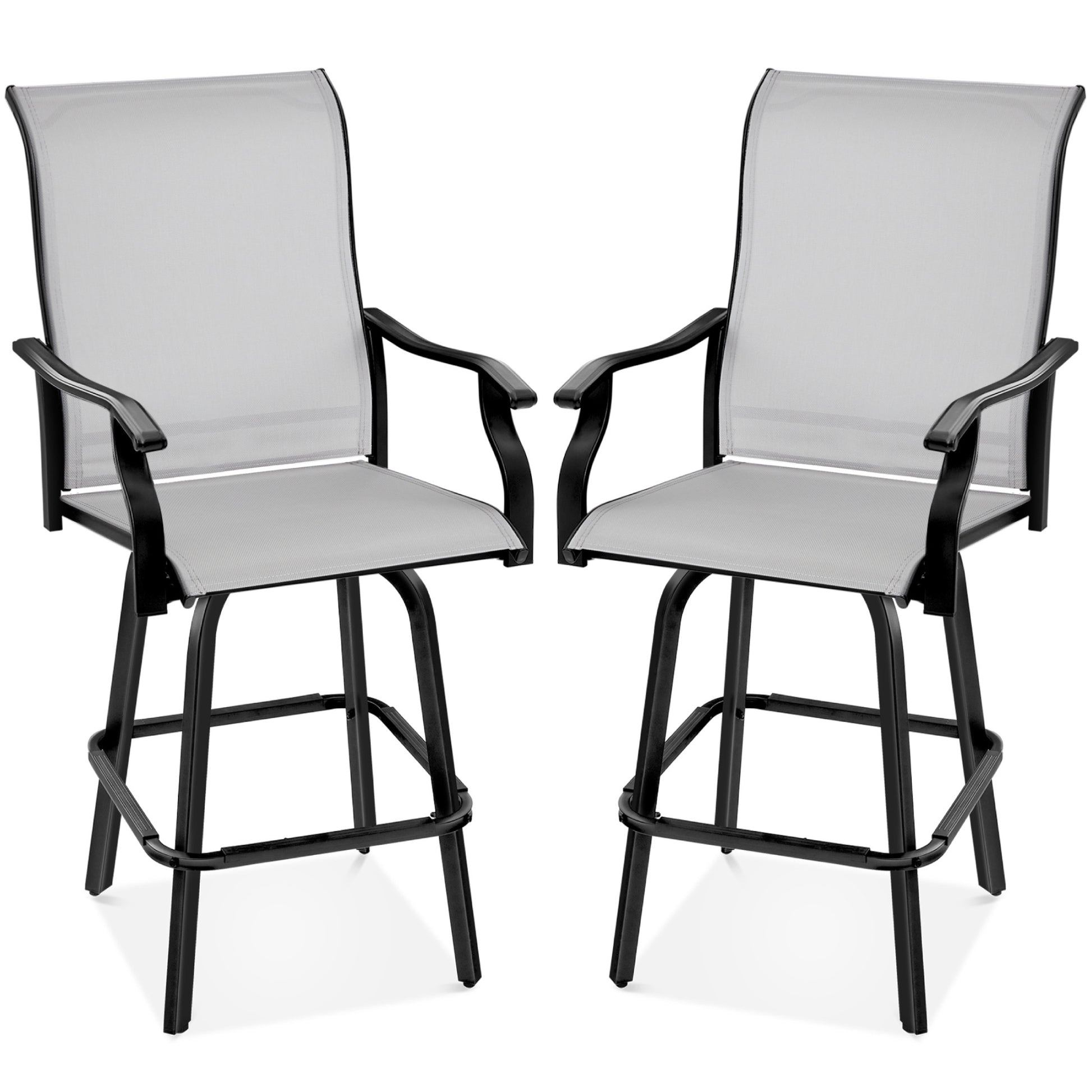 Set of 2 Swivel Barstools w/ 360 Rotation, All-Weather Mesh