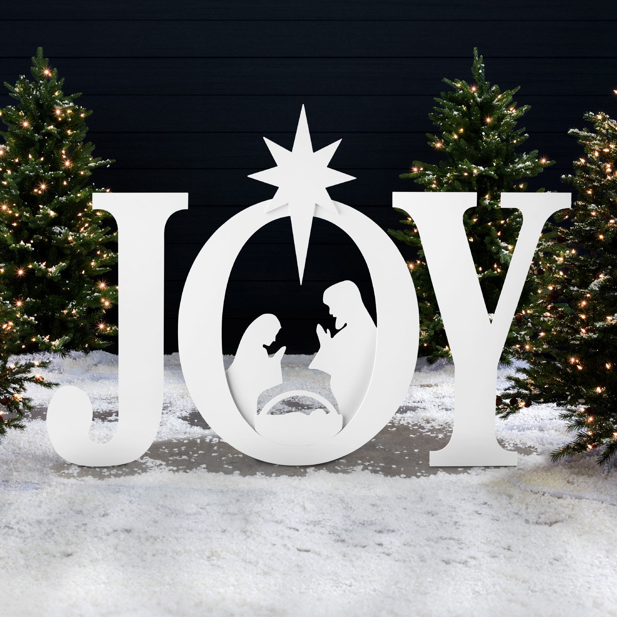 3-Piece Christmas JOY Nativity Yard Decoration w/ Ground Stakes - 46in ...