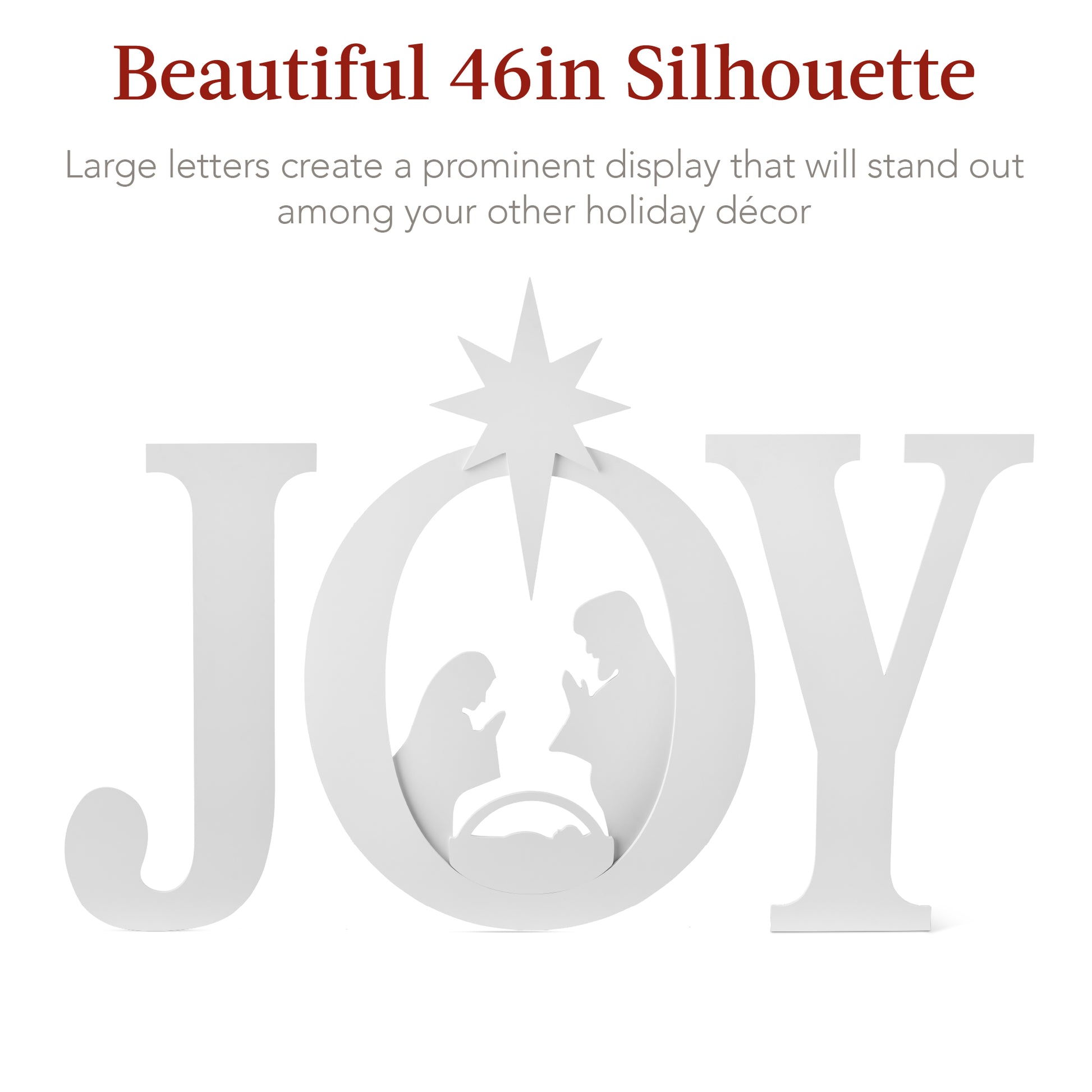 3-Piece Christmas JOY Nativity Yard Decoration w/ Ground Stakes - 46in