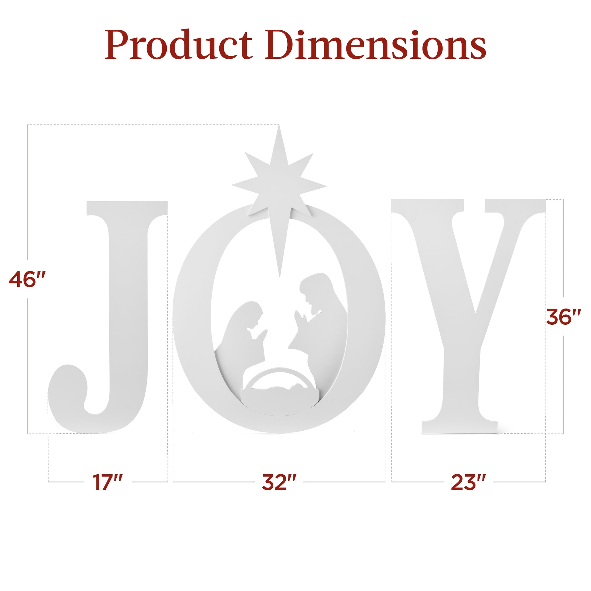 3-Piece Christmas JOY Nativity Yard Decoration w/ Ground Stakes - 46in